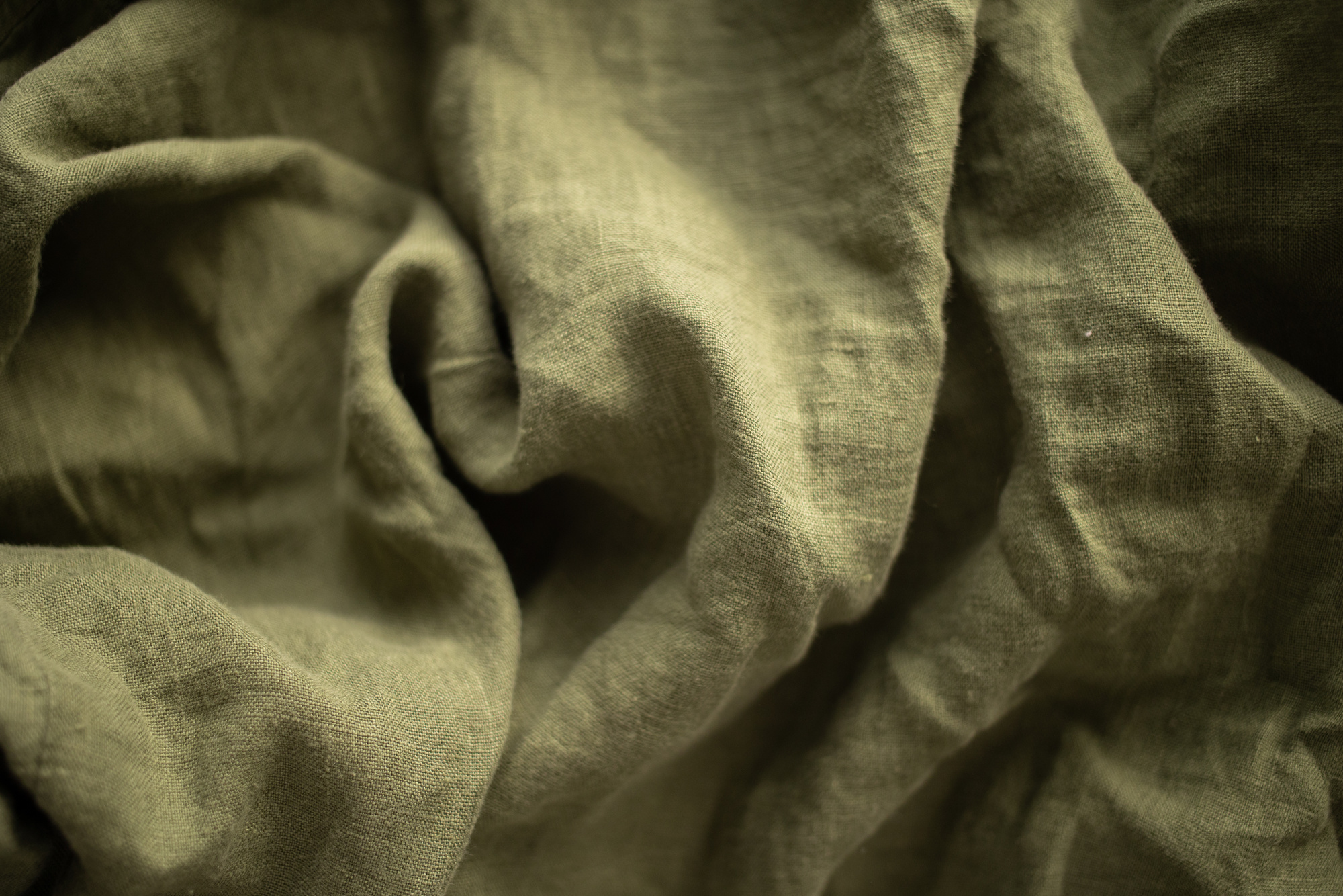 Crumpled linen fabric background